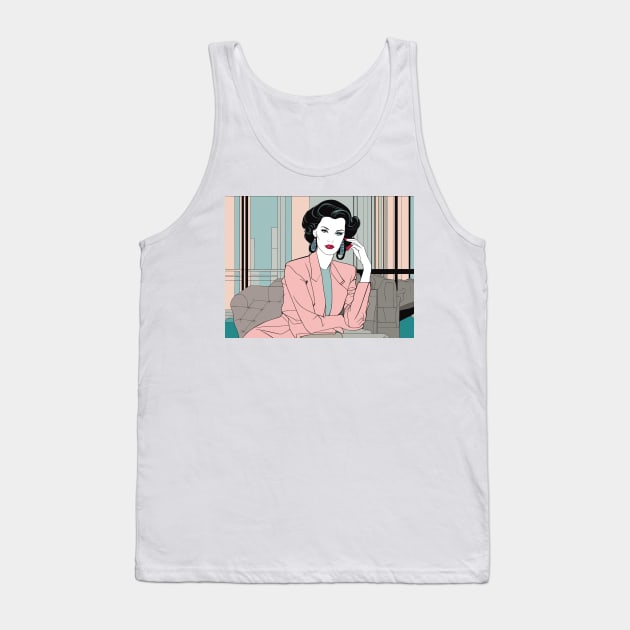 Rosa Valor Art Deco Patrick Nagel 80s Tank Top by di-age7